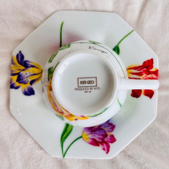 Rare KENZO MAISON Teacup & Saucer Oriental Lillies Aito Japan - Picture 13 of 14